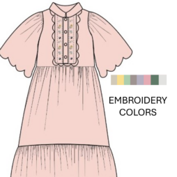 Embroidered Placket Teen Dress