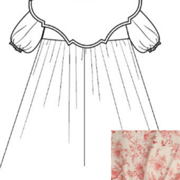 Toile Print Large Collar Dress