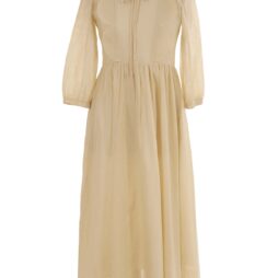 Solid Stripe Scallop Placket Dress