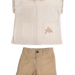 Bird Embroidered Pocket Set