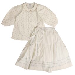 Vine Embroiderry Shirt And Skirt Set