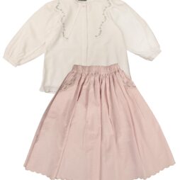 Scallop Shirt And Skirt Set