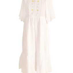Embroidered Placket Teen Dress
